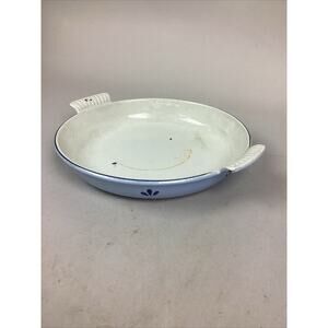 Vintage Cast Iron/Enamel Blue Tulip Double Handled Baking Dish #25 - Holland